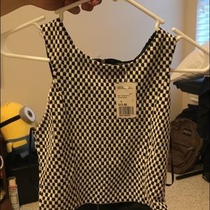 Black and white checkered crop top tank